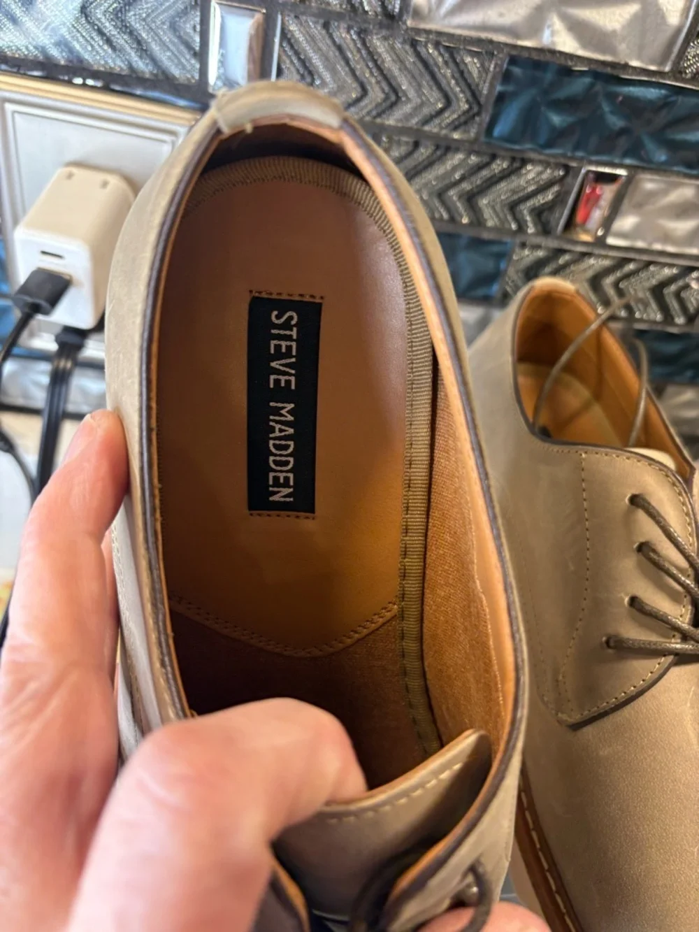 Steve Madden Men's Taupe/Beige Chukka Boots with White Lug Sole